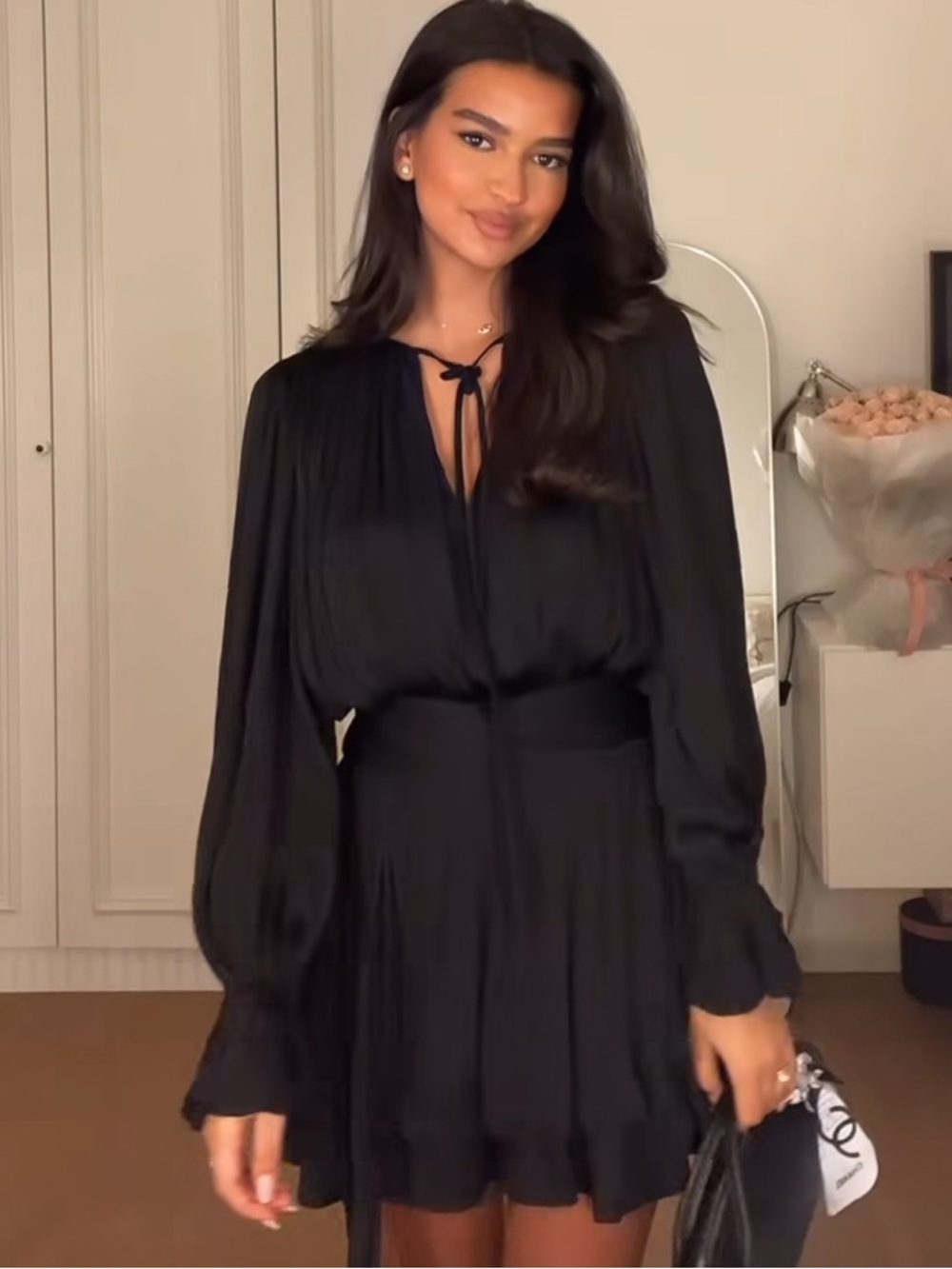 H&M Black Gathered Dress - NEW